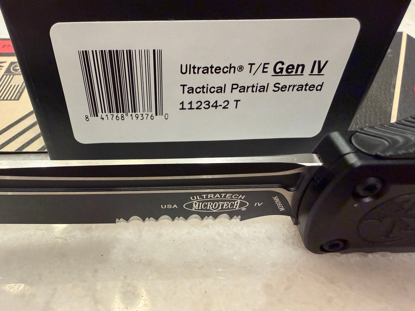 Microtech Ultratech Gen IV T/E Black Partial Serrated Black Tactical OTF Automatic Knife – 11234-2T