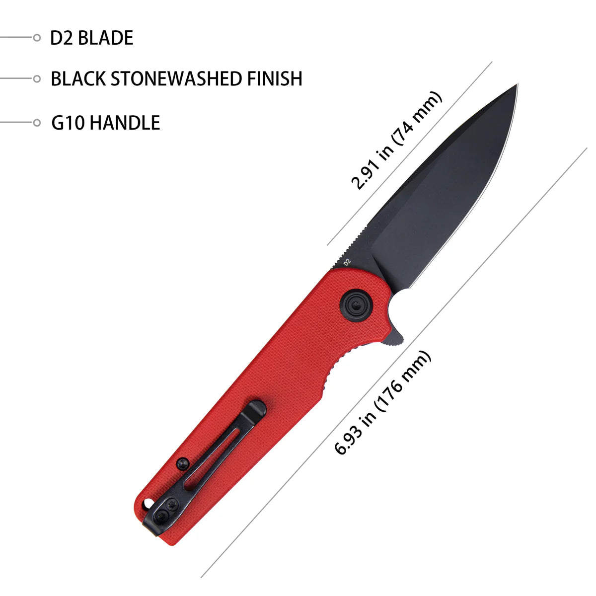 Kubey Wolverine KU233E Black Red G10 14C28N Folding Knife – EDC Pocket Knife