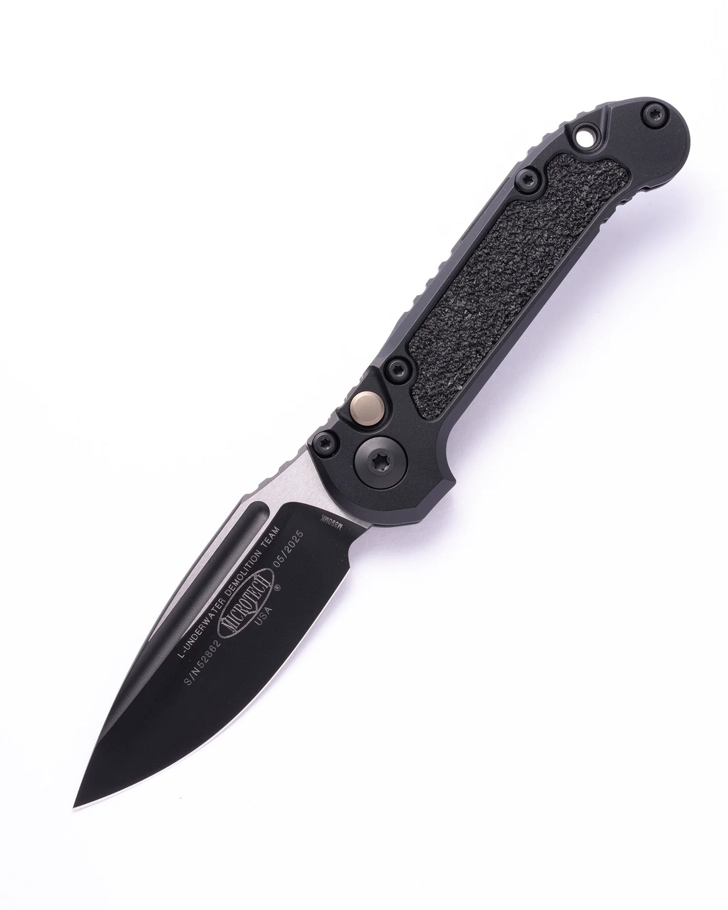 Microtech L.U.D.T. S/E Gen III Automatic Knife - 3.5" Drop Point Black M390MK (Black Handle) (1135-1T)