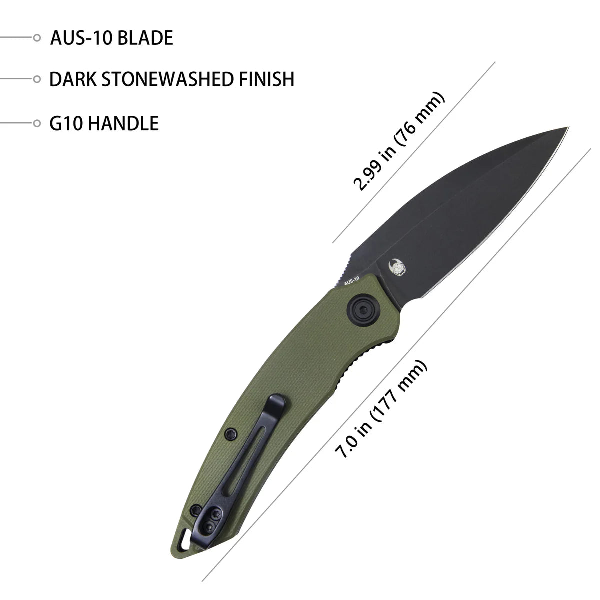 Kubey Leaf KU333C AUS-10 Folding Knife – EDC Pocket Knife