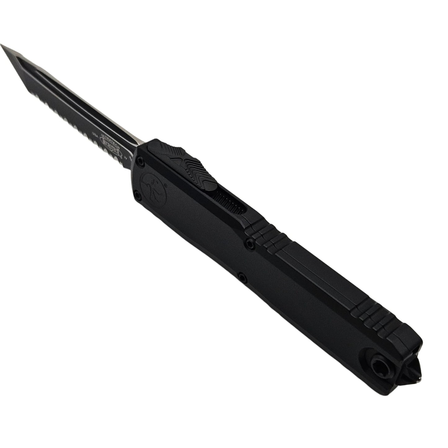 Microtech Ultratech Gen IV T/E Black Partial Serrated Black Tactical OTF Automatic Knife – 11234-2T