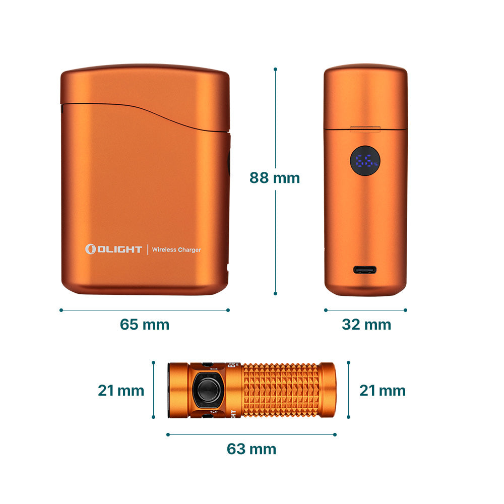 Olight Baton 4 Premium Edition EDC Flashlight - Orange | 1300 Lumens with Charging Case
