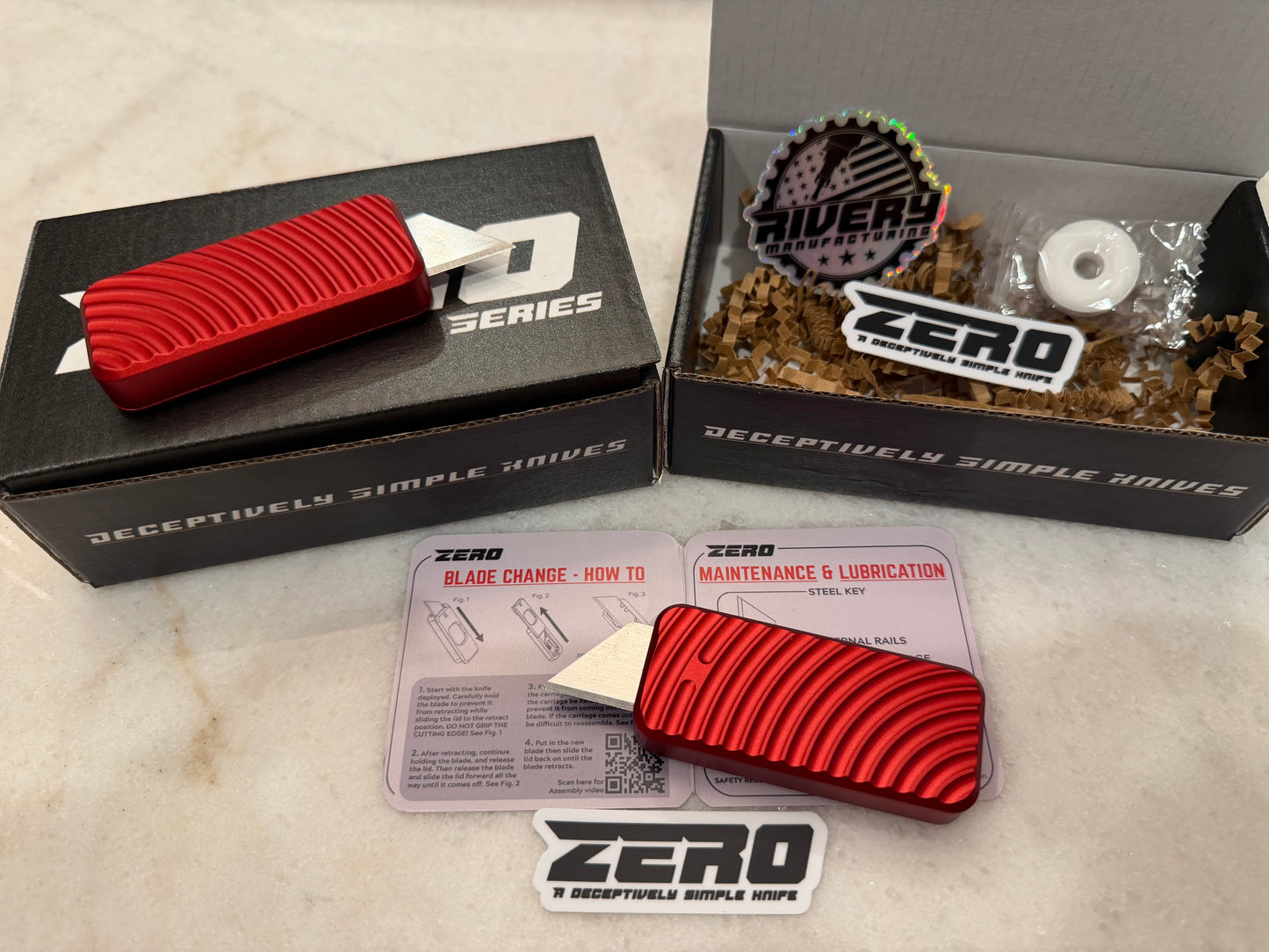 Rivery Zero Original Cad Lab Red Utility Knife – Premium USA Made Retractable EDC | MacMow