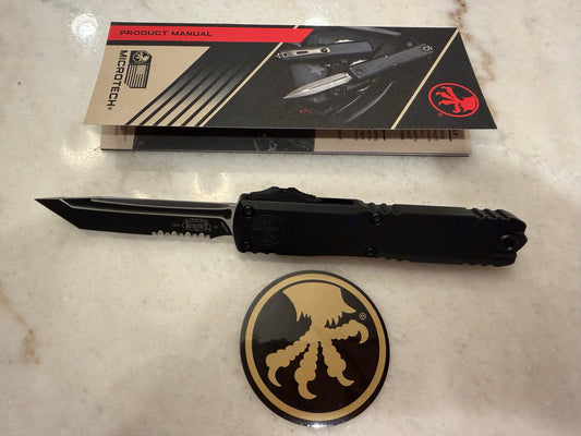 Microtech Ultratech Gen IV T/E Black Partial Serrated Black Tactical OTF Automatic Knife – 11234-2T