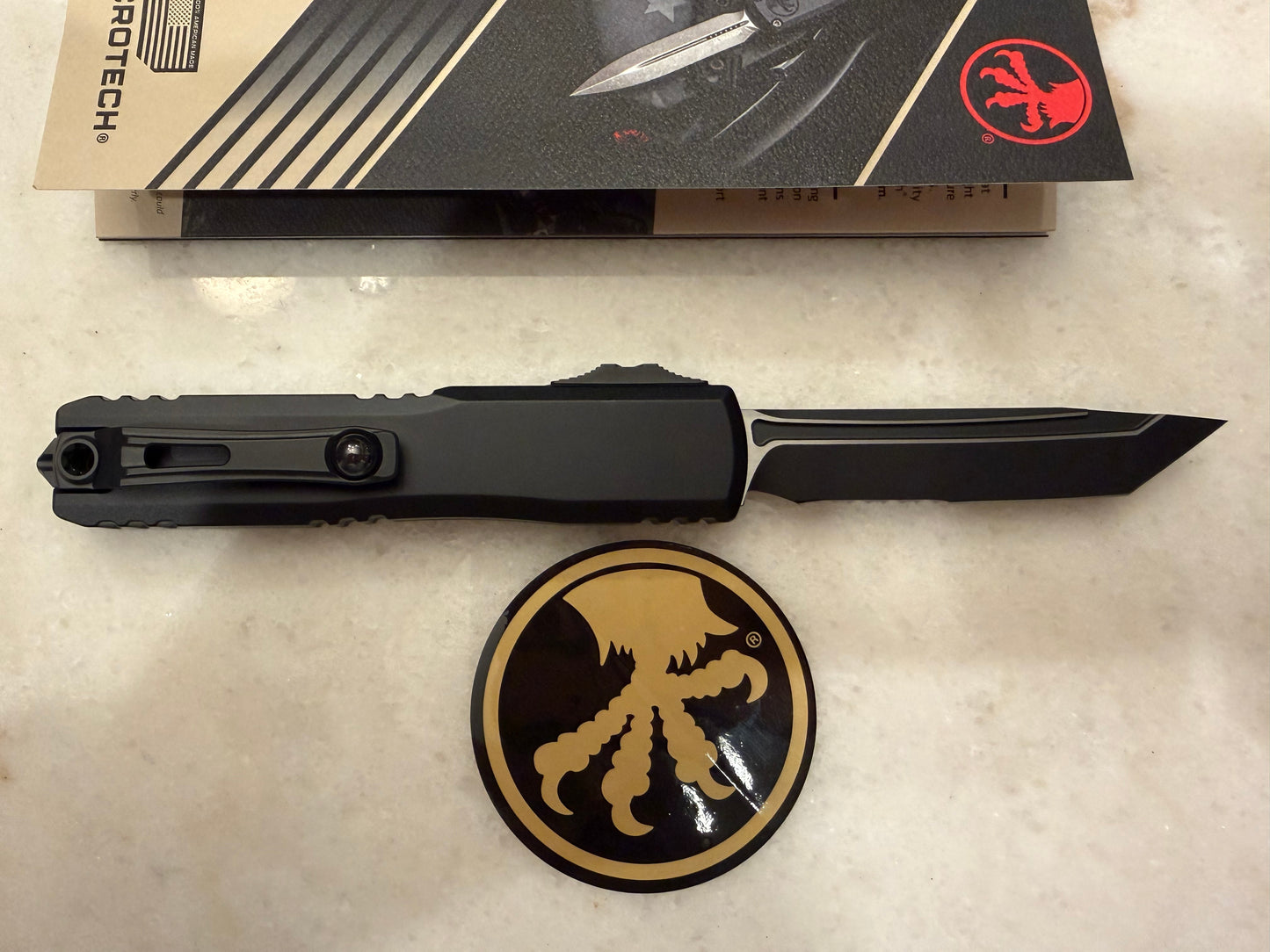 Microtech Ultratech Gen IV T/E Black Partial Serrated Black Tactical OTF Automatic Knife – 11234-2T