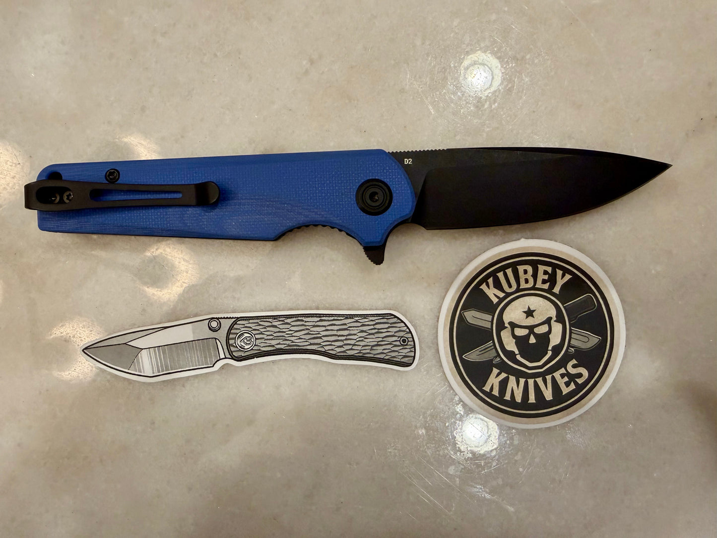 Kubey Wolverine KU233F Black Blue G10 D2 Folding Knife – EDC Pocket Knife