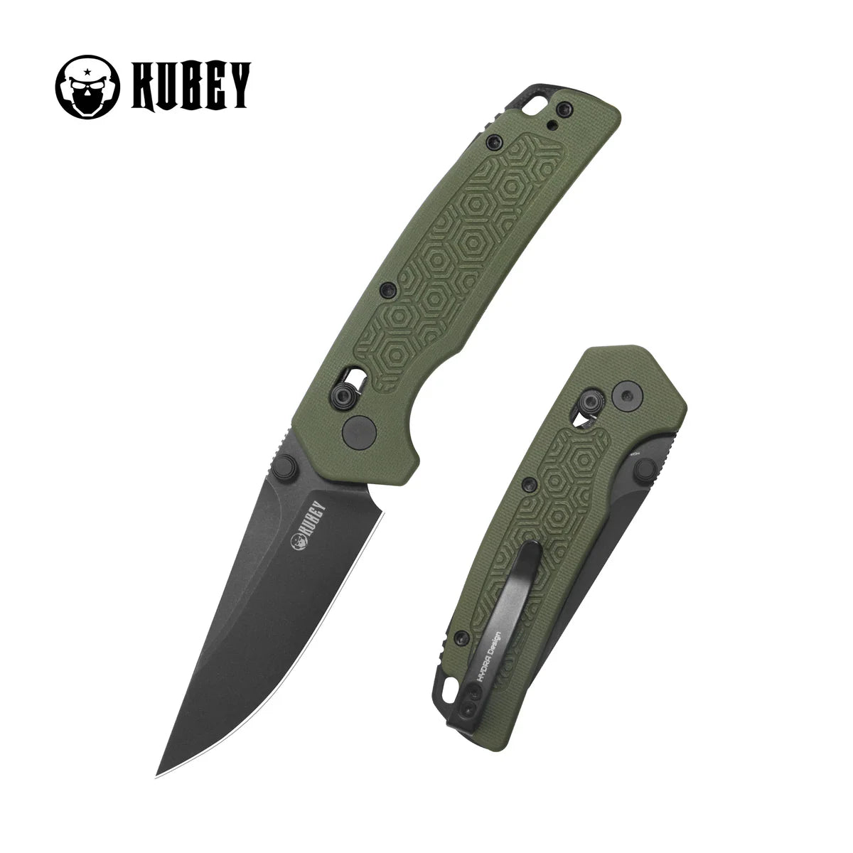 Kubey Geri KU464C Black OD Green Crossbar Lock 14C28N Folding Knife – EDC Pocket Knife
