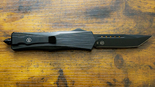 Normandy Nocturna NS Tanto D2X Medium OTF Knife - Black Titanium Plated
