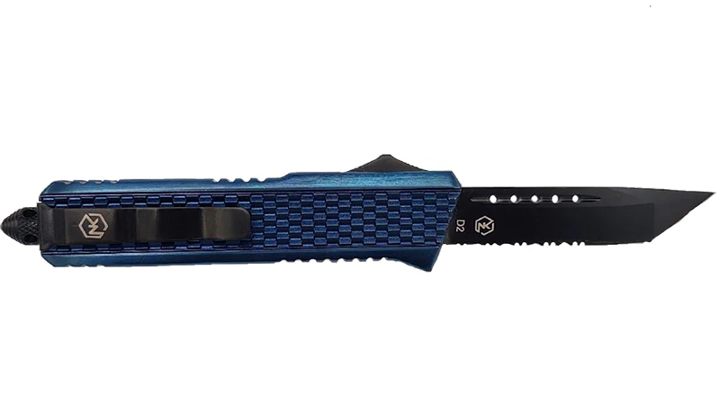 Normandy Small Crusader V2 OTF Serrated Tanto D2 - Blue on Black
