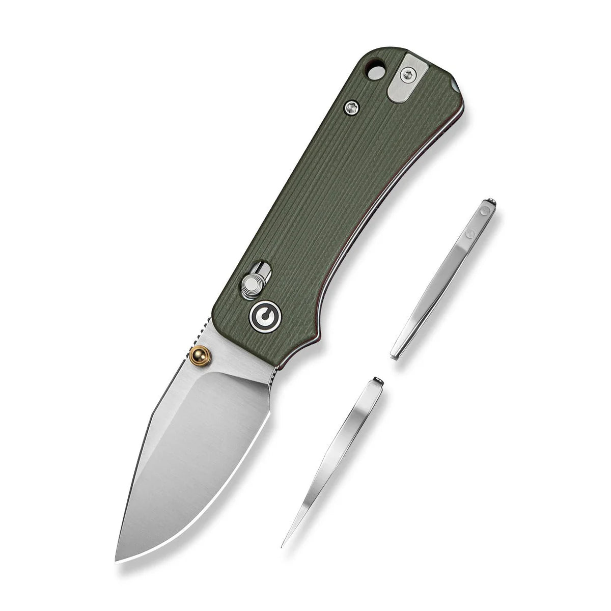 CIVIVI Baby Banter 2 TG Crossbar Lock Knife - Green/Red G10 Handle / Satin 14C28N Modified Clip Point Blade (C24074-1)