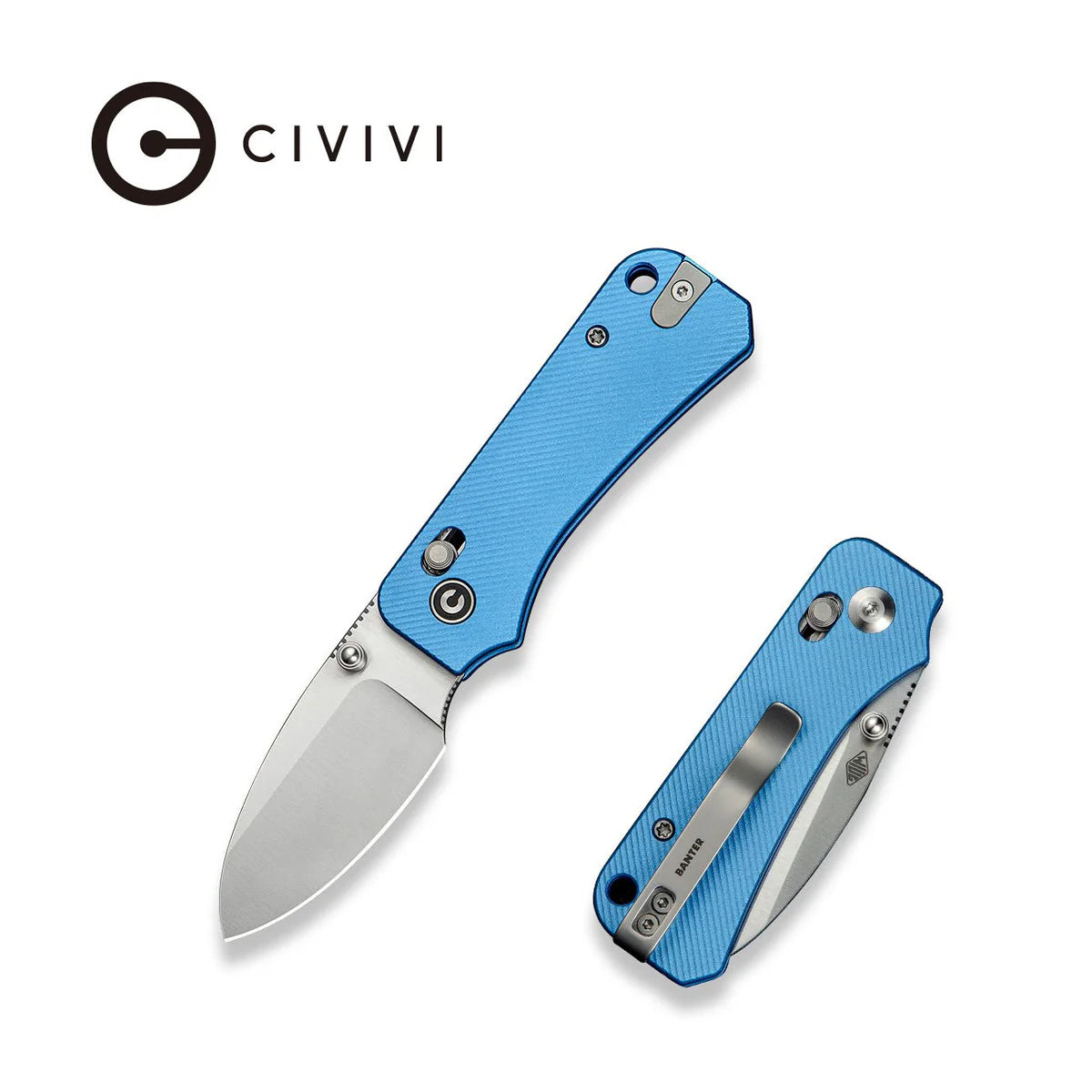 CIVIVI Baby Banter 2 Crossbar Lock Knife - Blue Aluminum Handle / Satin Nitro-V Blade (C23074-1)