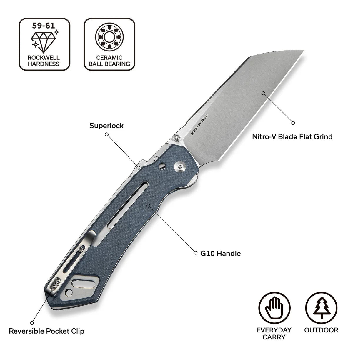 CIVIVI Buster FG Flipper Knife - Black G10 Handle / Black Stonewashed Nitro-V Blade (C24052-2)