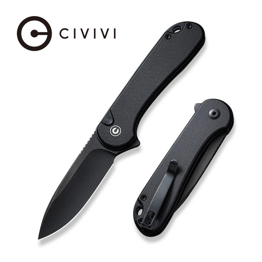 CIVIVI Button Lock Elementum II - Black G10 Handle / Black Stonewashed Nitro-V Blade (C18062P-1)