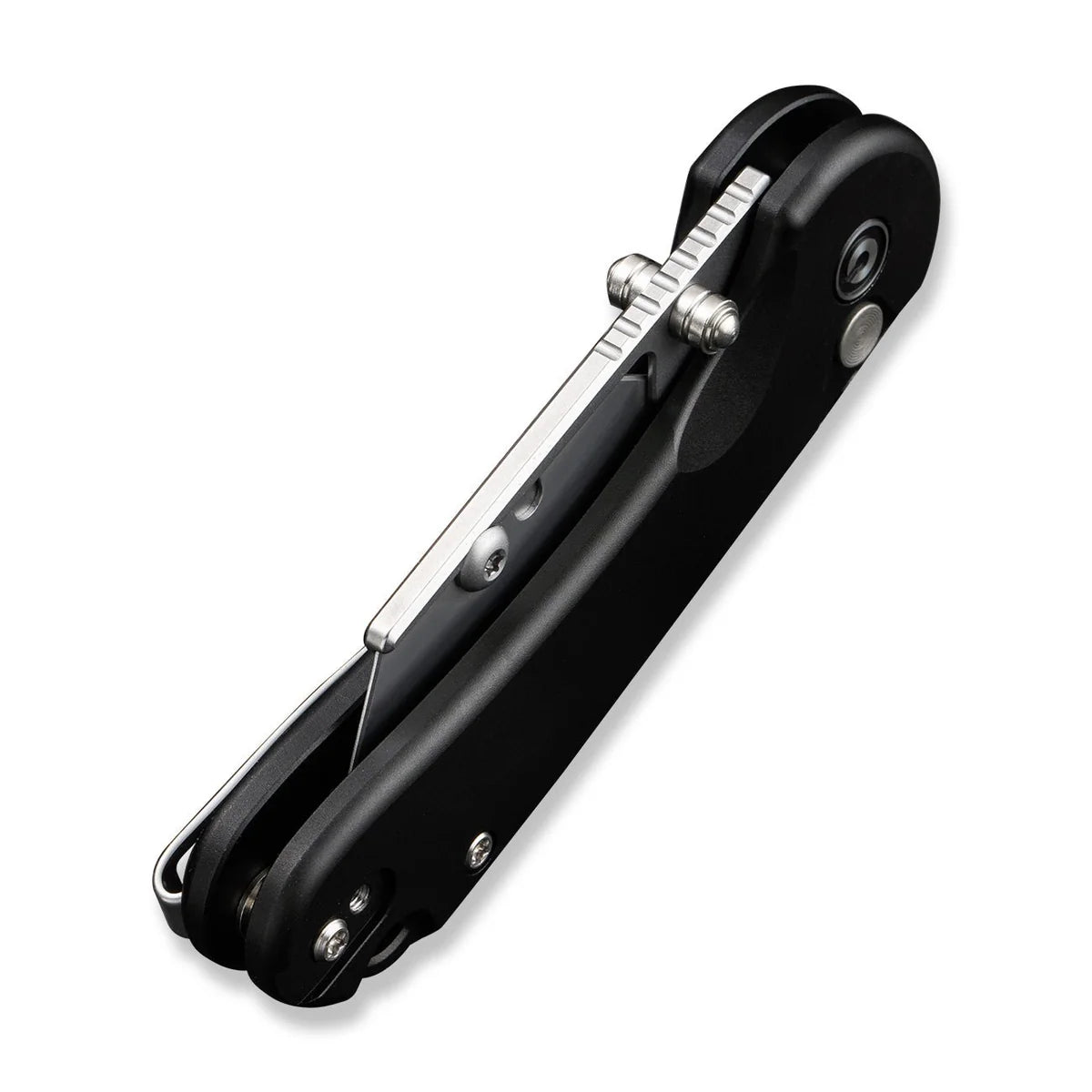 CIVIVI Elementum Utility Button Lock Knife - Black Aluminum Handle / 6Cr13 Interchangeable Blade (C23039B-1)