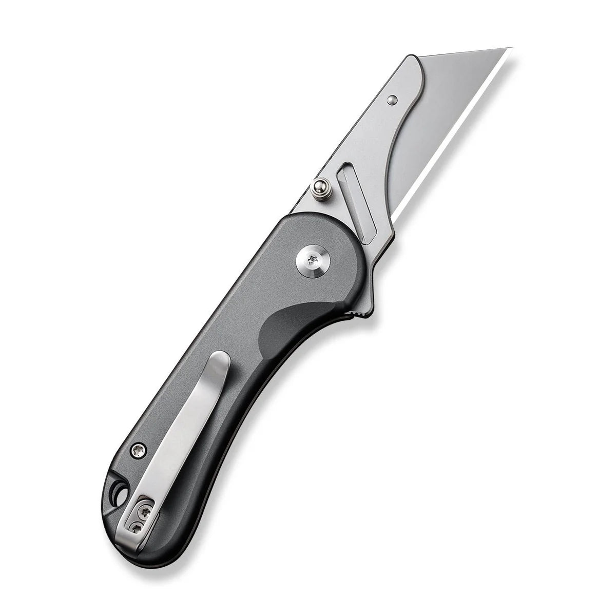CIVIVI Elementum Utility Button Lock Knife - Gray Aluminum Handle / 6Cr13 Interchangeable Blade (C23039B-4)