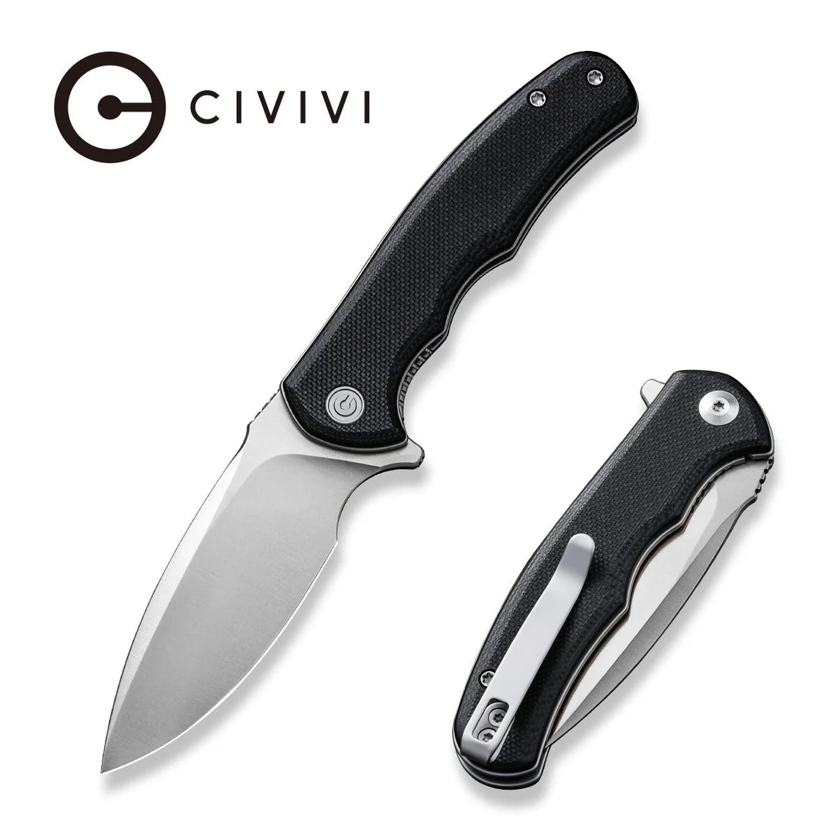 CIVIVI Mini Praxis Flipper Knife - Black G10 Handle / Satin D2 Blade (C18026C-2)