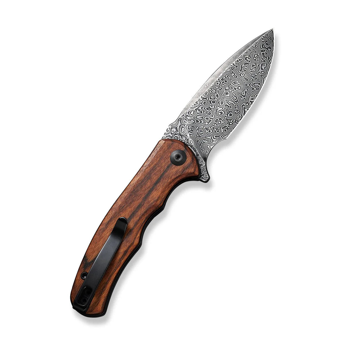 CIVIVI Mini Praxis Flipper Knife - Guibourtia Wood Handle / Damascus Blade (C18026C-DS1)