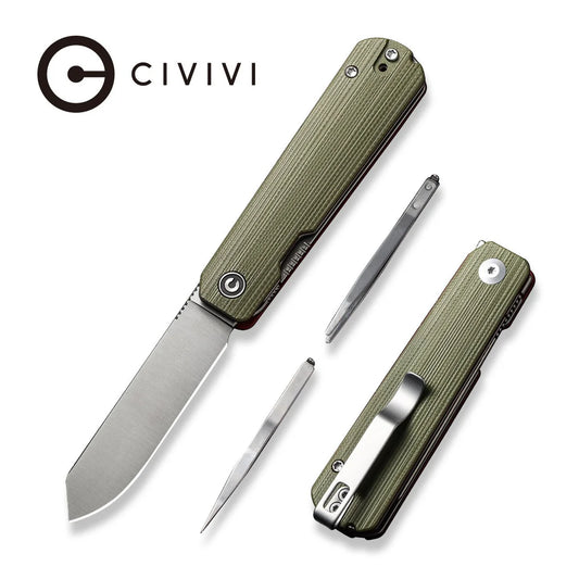 CIVIVI Sendy Liner Lock Folding Knife - Black G10 Handle / Black Stonewashed Nitro-V Blade (C21004B-1)