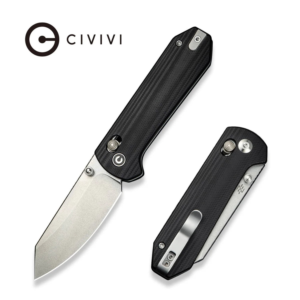 CIVIVI Yonder Crossbar Lock Knife - Black G10 Handle / Stonewashed 14C28N Spey Point Blade (C23073-1)