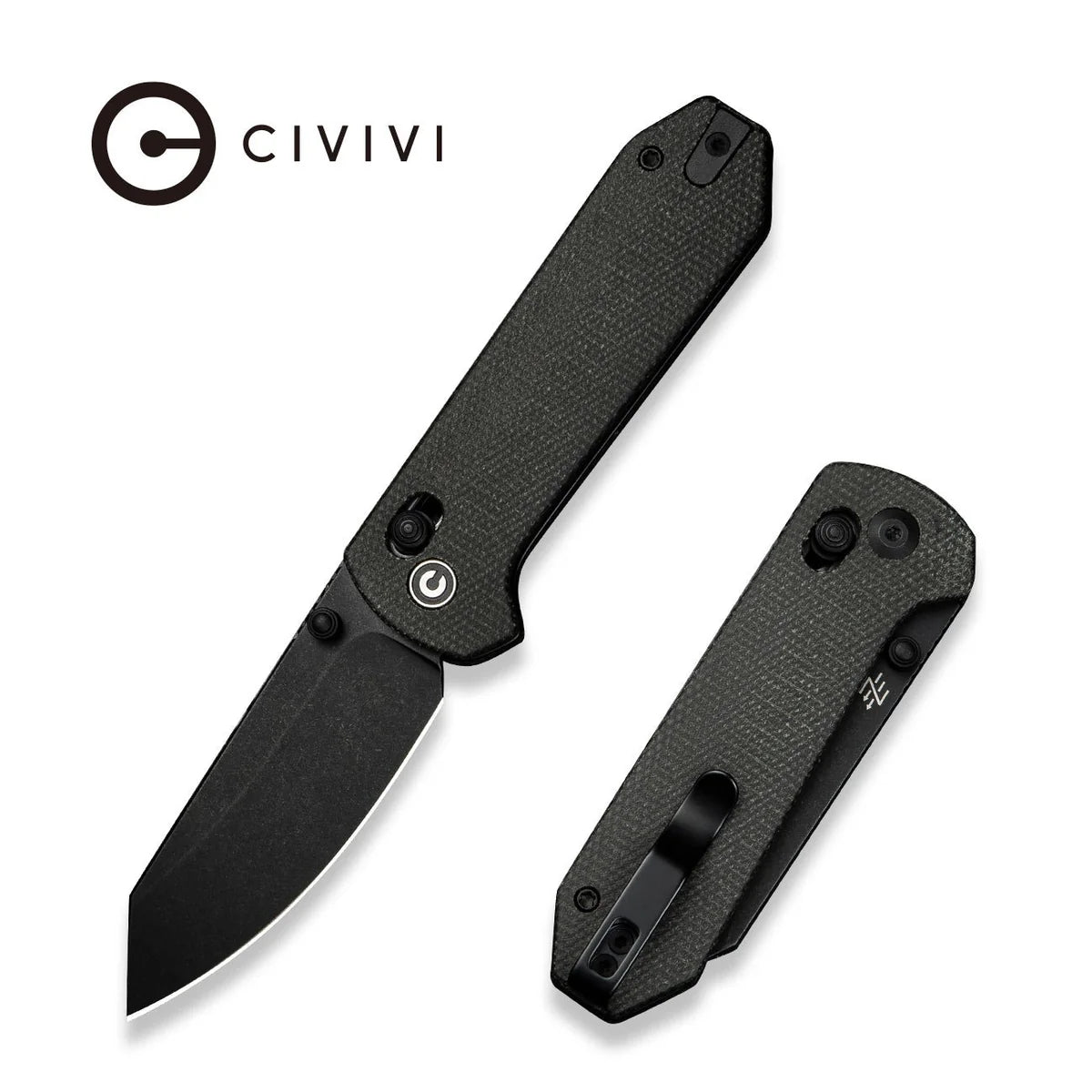CIVIVI Yonder Crossbar Lock Knife - Dark Green Canvas Micarta Handle / Black Stonewashed 14C28N Blade (C23073B-1)