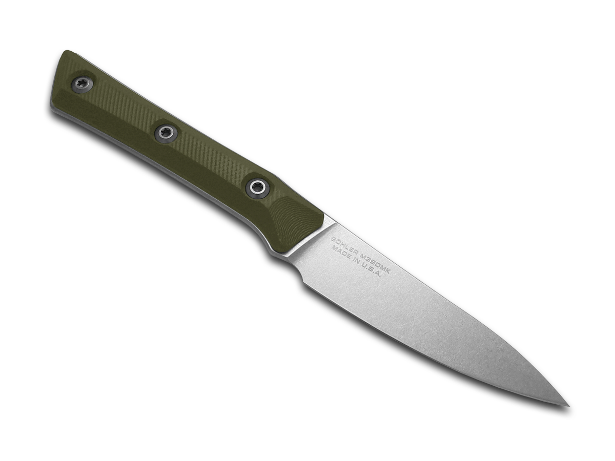 3.5" Microtech Pairing Knife - Stonewash M390MK Blade - OD Green G-10 with Titanium Bolsters (3500B-10OD)
