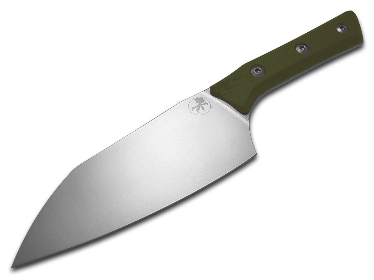 Microtech 6" Santoku Knife - Stonewash M390MK Blade - OD Green G-10 with Titanium Bolsters (3200B-10OD)