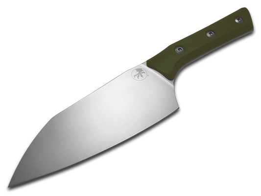 Microtech 6" Santoku Knife - Stonewash M390MK Blade - OD Green G-10 with Titanium Bolsters (3200B-10OD)