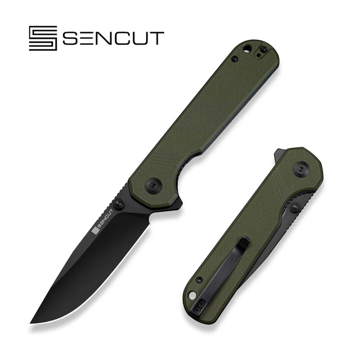 SENCUT Aetheris - OD Green G10 Handle / Black 9Cr18MoV Blade (S24095-2)