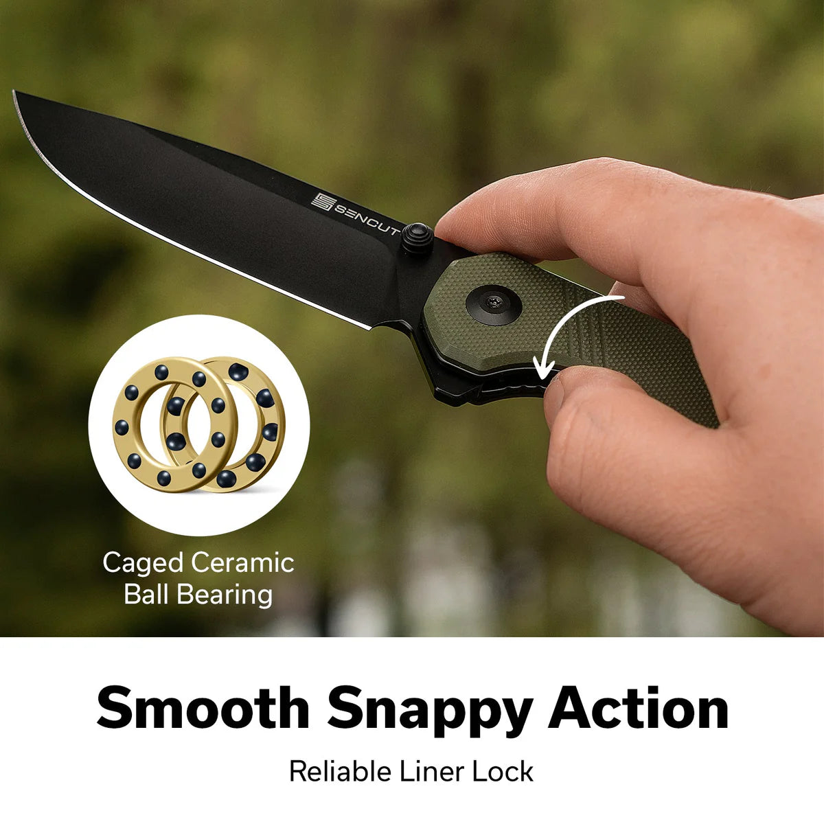 SENCUT Aetheris - OD Green G10 Handle / Black 9Cr18MoV Blade (S24095-2)
