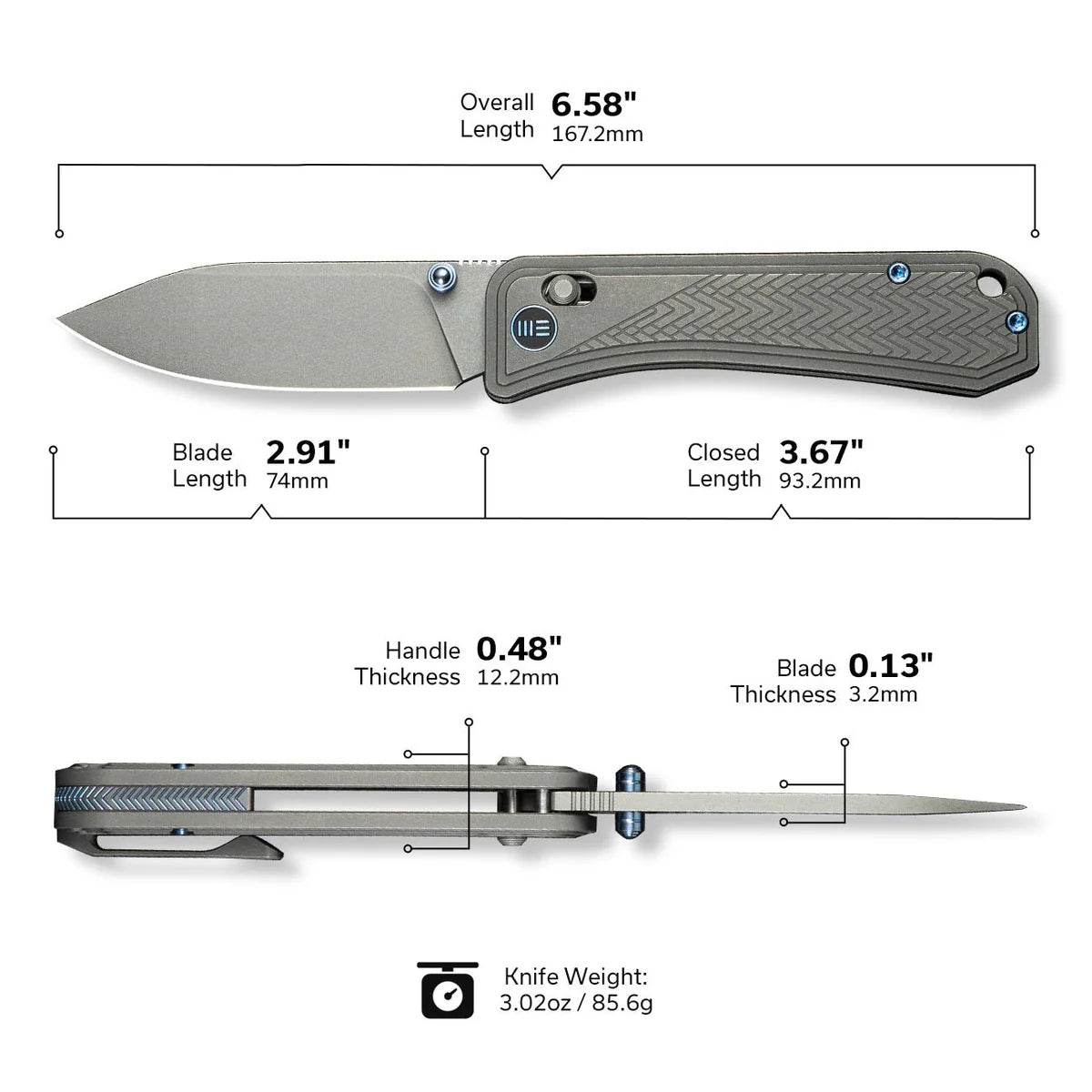 WE Knife Bougie Banter Liner Lock Knife - Gray Titanium Handle with Green Micarta Inlay / Polished Gray CPM 20CV Blade (WE24009-2)