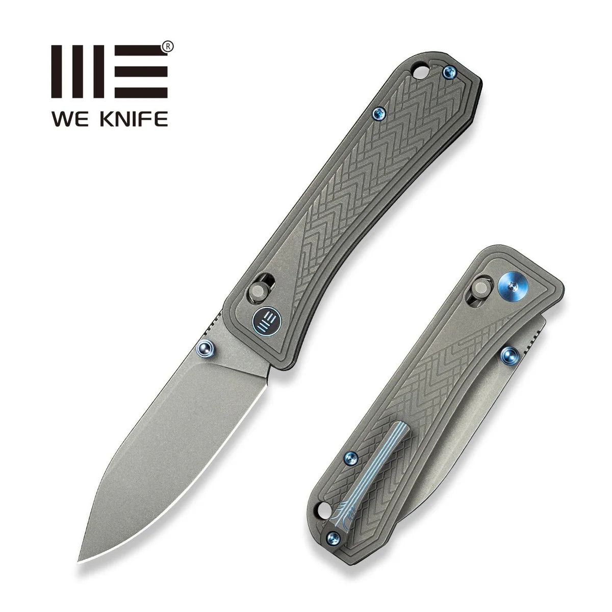 WE Knife Bougie Banter Liner Lock Knife - Gray Titanium Handle with Green Micarta Inlay / Polished Gray CPM 20CV Blade (WE24009-2)
