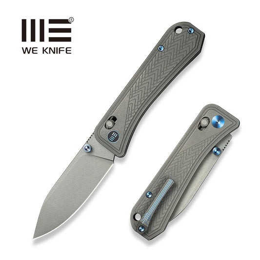 WE Knife Bougie Banter Liner Lock Knife - Gray Titanium Handle with Green Micarta Inlay / Polished Gray CPM 20CV Blade (WE24009-2)